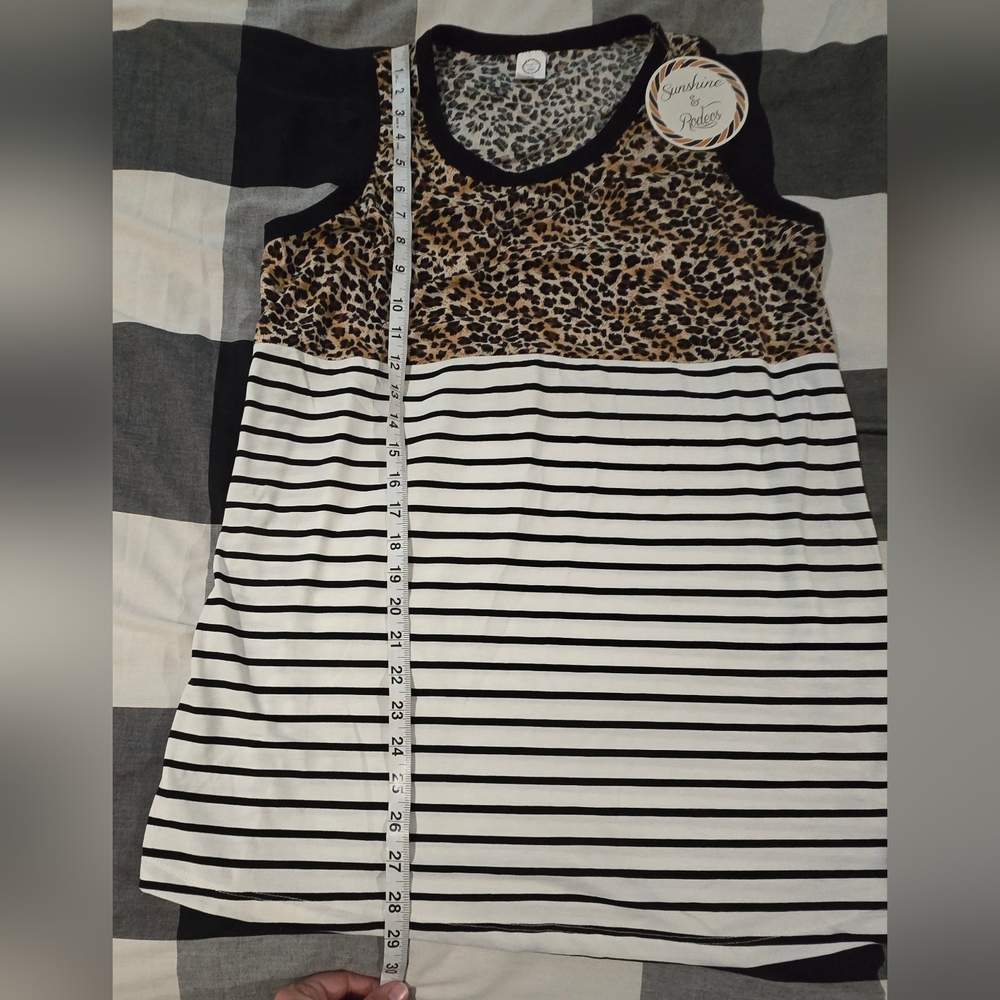 Sunshine & Rodeos Leopard and Striped Tank Top - Picture 6 of 7